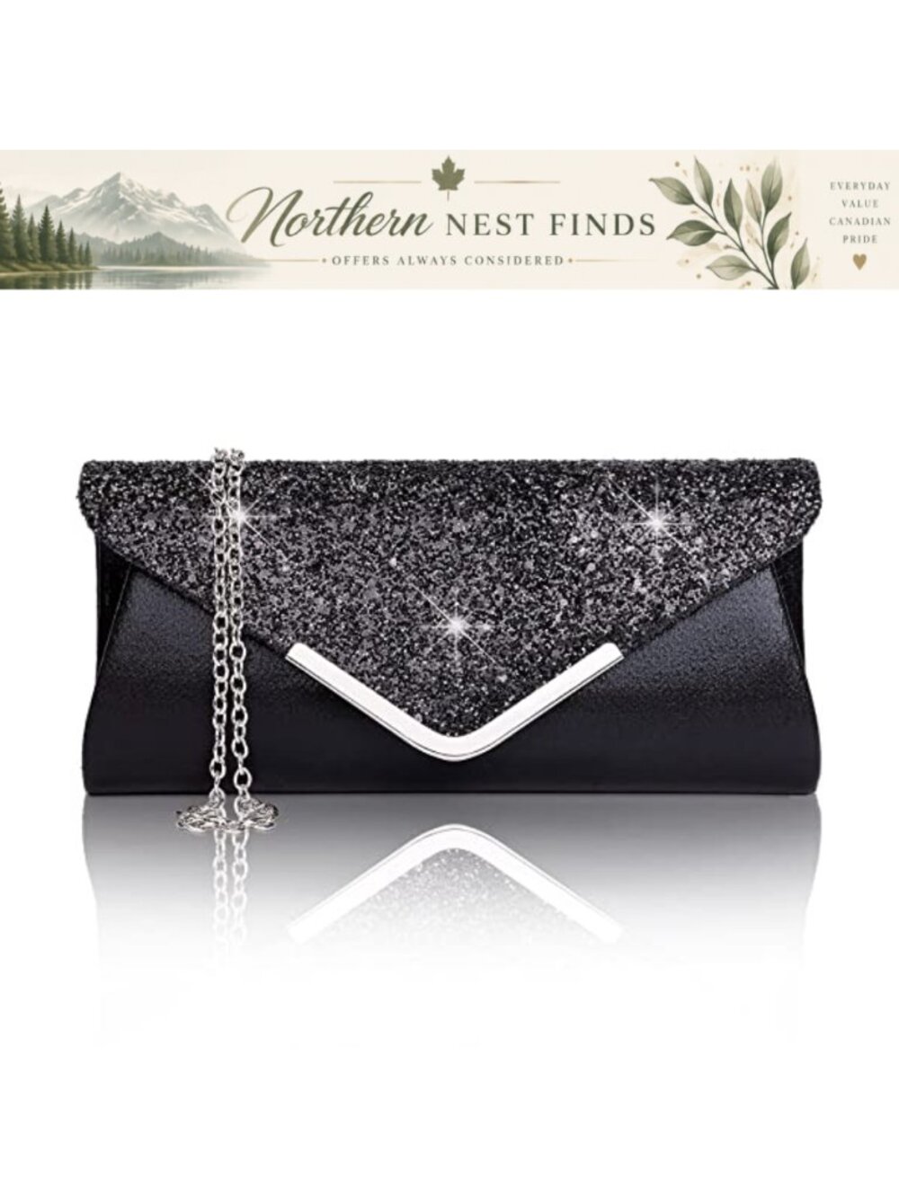 Larcenciel Glitter Envelope Clutch Evening Bag Sparkling Sequins Prom Party